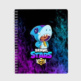 Тетрадь с принтом BRAWL STARS SHARK в Кировске, 100% бумага | 48 листов, плотность листов — 60 г/м2, плотность картонной обложки — 250 г/м2. Листы скреплены сбоку удобной пружинной спиралью. Уголки страниц и обложки скругленные. Цвет линий — светло-серый
 | 8 bit | brawl stars | crow | leon | leon shark | max | mecha | mecha crow | mr.p | sally leon | shark | sprout | tara | virus 8 bit | werewolf leon | акула | берли | бравл старс | ворон | макс | оборотень