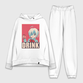 Женский костюм хлопок Oversize с принтом DRINK в Кировске,  |  | anime | chuunibyou | cute | demo | drink | eye | ga | girl | hope | kawai | kawaii | koi | manga | rikka | takanashi | wicked | аниме | бант | гл | глаз | грешный | девочка | злой | любви | манга | на | надпись | не | пить | плакат | п