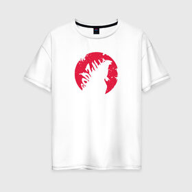 Женская футболка хлопок Oversize с принтом Godzilla в Кировске, 100% хлопок | свободный крой, круглый ворот, спущенный рукав, длина до линии бедер
 | godzilla | годзила | годзилла
