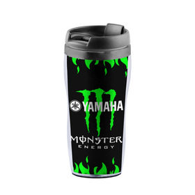 Термокружка-непроливайка с принтом MONSTER ENERGY (Z) в Кировске, внутренняя часть — пищевой пластик, наружная часть — прозрачный пластик, между ними — полиграфическая вставка с рисунком | объем — 350 мл, герметичная крышка | bike | energy | monster | monster energy | moto | motocycle | sport | sportmotorcycle | yamaha | когти | монстер энерджи | монстр | мото | спорт | энергия | ямаха