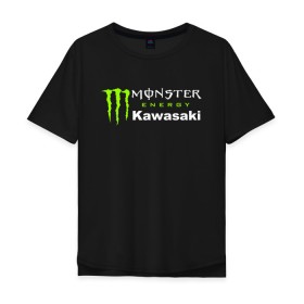 Мужская футболка хлопок Oversize с принтом KAWASAKI (Z) в Кировске, 100% хлопок | свободный крой, круглый ворот, “спинка” длиннее передней части | Тематика изображения на принте: bike | energy | kawasaki | monster | monster energy | moto | motocross | ninja | sport | zzr | кавасаки | кавасаки ниндзя | монстер энерджи | монстр | мото | мотокросс | ниндзя | спорт | энергия
