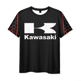 Мужская футболка 3D с принтом KAWASAKI (Z) в Кировске, 100% полиэфир | прямой крой, круглый вырез горловины, длина до линии бедер | bike | kawasaki | moto | motocycle | ninja | sportmotorcycle | zzr | кавасаки | кавасаки ниндзя | мото | мотоспорт | ниндзя