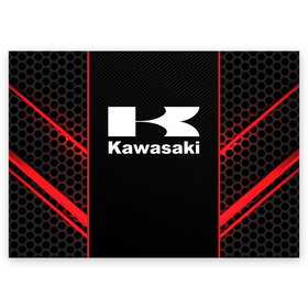 Поздравительная открытка с принтом KAWASAKI (Z) в Кировске, 100% бумага | плотность бумаги 280 г/м2, матовая, на обратной стороне линовка и место для марки
 | bike | kawasaki | moto | motocycle | ninja | sportmotorcycle | zzr | кавасаки | кавасаки ниндзя | мото | мотоспорт | ниндзя