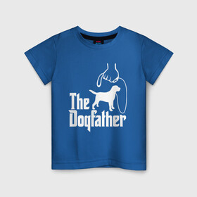 Детская футболка хлопок с принтом The Dogfather - пародия  в Кировске, 100% хлопок | круглый вырез горловины, полуприлегающий силуэт, длина до линии бедер | godfather | крестный отец | лабрадор | ретривер | собака | собачник | хобби