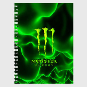 Тетрадь с принтом MONSTER ENERGY в Кировске, 100% бумага | 48 листов, плотность листов — 60 г/м2, плотность картонной обложки — 250 г/м2. Листы скреплены сбоку удобной пружинной спиралью. Уголки страниц и обложки скругленные. Цвет линий — светло-серый
 | Тематика изображения на принте: energy | honda | mercedes | monster energy | porsche | racing | sport | toyota | автомобил | автомобильные | марка | машины | митсубиси | монстр | монстр энерджи | порше | спорт | тесла | тойота | хонда