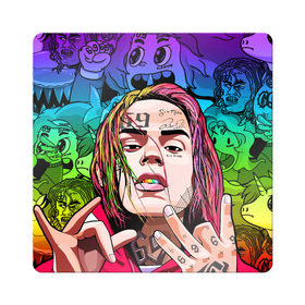 Магнит виниловый Квадрат с принтом 6IX9INE в Кировске, полимерный материал с магнитным слоем | размер 9*9 см, закругленные углы | 6ix9ine | gooba | hernandez | tekashi