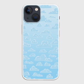 Чехол для iPhone 13 mini с принтом Очень светлые голубые облака в Кировске,  |  | textures | белый | лазурный | мультяшный | небеса | небо | облака | рисунок | светлый | текстуры | тучки | узор | фон