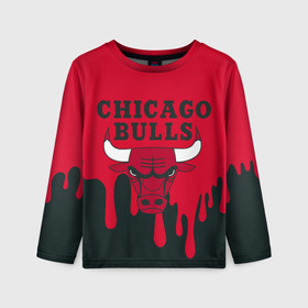 Детский лонгслив 3D с принтом Chicago Bulls. в Кировске, 100% полиэстер | длинные рукава, круглый вырез горловины, полуприлегающий силуэт
 | 23 | air jordan | bulls | chicago bulls | jordan | michael jordan | nba | paris saint germain | psg | red | sport | быки | джордан | майкл джордан | псж | спорт | чикаго буллс