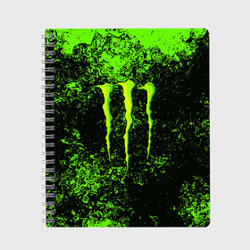 Тетрадь с принтом MONSTER ENERGY в Кировске, 100% бумага | 48 листов, плотность листов — 60 г/м2, плотность картонной обложки — 250 г/м2. Листы скреплены сбоку удобной пружинной спиралью. Уголки страниц и обложки скругленные. Цвет линий — светло-серый
 | black monster | bmx | claw | cybersport | energy | monster | monster energy | moto | motocross | race | sport | киберспорт | когти | монстер энерджи | монстр | мото | мотокросс | ралли | скейтбординг | спорт | энергия