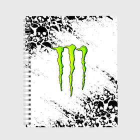 Тетрадь с принтом MONSTER ENERGY в Кировске, 100% бумага | 48 листов, плотность листов — 60 г/м2, плотность картонной обложки — 250 г/м2. Листы скреплены сбоку удобной пружинной спиралью. Уголки страниц и обложки скругленные. Цвет линий — светло-серый
 | black monster | bmx | claw | cybersport | energy | monster | monster energy | moto | motocross | race | sport | киберспорт | когти | монстер энерджи | монстр | мото | мотокросс | ралли | скейтбординг | спорт | энергия