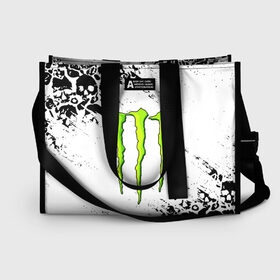 Сумка-шоппер 3D с принтом MONSTER ENERGY в Кировске, 100% полиэстер | застегивается на металлическую кнопку; внутренний карман застегивается на молнию. Стенки укреплены специальным мягким материалом, чтобы защитить содержимое от несильных ударов
 | black monster | bmx | claw | cybersport | energy | monster | monster energy | moto | motocross | race | sport | киберспорт | когти | монстер энерджи | монстр | мото | мотокросс | ралли | скейтбординг | спорт | энергия