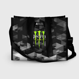 Сумка-шоппер 3D с принтом MONSTER ENERGY в Кировске, 100% полиэстер | застегивается на металлическую кнопку; внутренний карман застегивается на молнию. Стенки укреплены специальным мягким материалом, чтобы защитить содержимое от несильных ударов
 | black monster | bmx | claw | cybersport | energy | monster | monster energy | moto | motocross | race | sport | киберспорт | когти | монстер энерджи | монстр | мото | мотокросс | ралли | скейтбординг | спорт | энергия