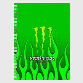 Тетрадь с принтом MONSTER ENERGY в Кировске, 100% бумага | 48 листов, плотность листов — 60 г/м2, плотность картонной обложки — 250 г/м2. Листы скреплены сбоку удобной пружинной спиралью. Уголки страниц и обложки скругленные. Цвет линий — светло-серый
 | energy | honda | mercedes | monster energy | porsche | racing | sport | toyota | автомобил | автомобильные | марка | машины | митсубиси | монстр | монстр энерджи | порше | спорт | тесла | тойота | хонда