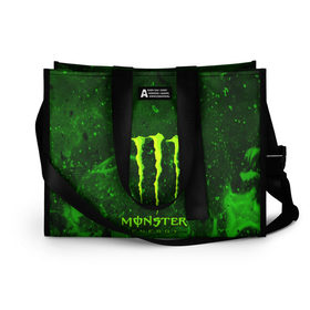 Сумка-шоппер 3D с принтом MONSTER ENERGY в Кировске, 100% полиэстер | застегивается на металлическую кнопку; внутренний карман застегивается на молнию. Стенки укреплены специальным мягким материалом, чтобы защитить содержимое от несильных ударов
 | energy | honda | mercedes | monster energy | porsche | racing | sport | toyota | автомобил | автомобильные | марка | машины | митсубиси | монстр | монстр энерджи | порше | спорт | тесла | тойота | хонда