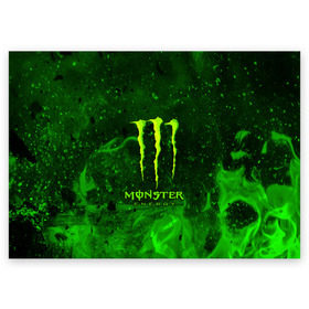 Поздравительная открытка с принтом MONSTER ENERGY в Кировске, 100% бумага | плотность бумаги 280 г/м2, матовая, на обратной стороне линовка и место для марки
 | energy | honda | mercedes | monster energy | porsche | racing | sport | toyota | автомобил | автомобильные | марка | машины | митсубиси | монстр | монстр энерджи | порше | спорт | тесла | тойота | хонда