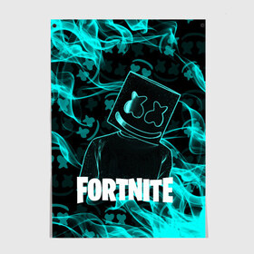 Постер с принтом Fortnite Marshmello. в Кировске, 100% бумага
 | бумага, плотность 150 мг. Матовая, но за счет высокого коэффициента гладкости имеет небольшой блеск и дает на свету блики, но в отличии от глянцевой бумаги не покрыта лаком | archetype | fortnite | fortnite x | game | ikonik | marshmello | raven | архетип | ворон | игра | иконик | маршмелло | фортнайт