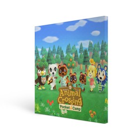 Холст квадратный с принтом ANIMAL CROSSING в Кировске, 100% ПВХ |  | animal crossing:new horizons | game | nintendo | анимал кроссинг | животные | звери | игра | нинтендо | пересечение животных