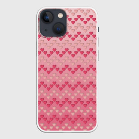 Чехол для iPhone 13 mini с принтом узор милые сердца зигзагами в Кировске,  |  | textures | бежевый | влюбленность | геометрия | зигзаги | красный | любовь | нежный | пижамный | розовый | романтика | сердечки | сердца | текстурный | текстуры | узор | фон