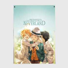 Постер с принтом The Promised Neverland в Кировске, 100% бумага
 | бумага, плотность 150 мг. Матовая, но за счет высокого коэффициента гладкости имеет небольшой блеск и дает на свету блики, но в отличии от глянцевой бумаги не покрыта лаком | anime | emma | mango | the promised neverland | yakusoku no neverland | аниме | манга | обещанная страна грёз | обещанный неверленд