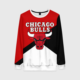 Женский свитшот 3D с принтом CHICAGO BULLS в Кировске, 100% полиэстер с мягким внутренним слоем | круглый вырез горловины, мягкая резинка на манжетах и поясе, свободная посадка по фигуре | bulls | chicago | chicago bulls | nba | red bulls | usa | америка | быки | нба | сша | чикаго буллс