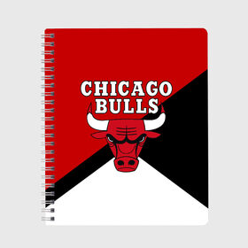 Тетрадь с принтом CHICAGO BULLS в Кировске, 100% бумага | 48 листов, плотность листов — 60 г/м2, плотность картонной обложки — 250 г/м2. Листы скреплены сбоку удобной пружинной спиралью. Уголки страниц и обложки скругленные. Цвет линий — светло-серый
 | Тематика изображения на принте: bulls | chicago | chicago bulls | nba | red bulls | usa | америка | быки | нба | сша | чикаго буллс