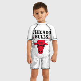 Детский купальный костюм 3D с принтом CHICAGO BULLS в Кировске, Полиэстер 85%, Спандекс 15% | застежка на молнии на спине | Тематика изображения на принте: bulls | chicago | chicago bulls | nba | red bulls | usa | америка | быки | нба | сша | чикаго буллс