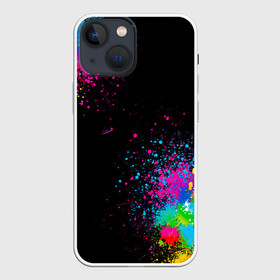 Чехол для iPhone 13 mini с принтом Брызги красок в Кировске,  |  | абстракция | брызги | брызги краски | брызги красок | краска | круги | лайки | пятна | радуга | спрей | цветной
