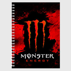 Тетрадь с принтом MONSTER ENERGY (Z) в Кировске, 100% бумага | 48 листов, плотность листов — 60 г/м2, плотность картонной обложки — 250 г/м2. Листы скреплены сбоку удобной пружинной спиралью. Уголки страниц и обложки скругленные. Цвет линий — светло-серый
 | Тематика изображения на принте: black monster | bmx | claw | cybersport | energy | monster | monster energy | moto | motocross | race | sport | киберспорт | когти | монстер энерджи | монстр | мото | мотокросс | ралли | скейтбординг | спорт | энергия