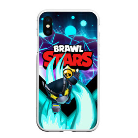 Чехол для iPhone XS Max матовый с принтом BRAWL STARS MECHA CROW в Кировске, Силикон | Область печати: задняя сторона чехла, без боковых панелей | 8 bit | brawl stars | crow | gale | leon | leon shark | max | mecha | mecha crow | mr.p | sally leon | shark | tara | virus 8 bit | werewolf leon | акула | берли | бравл старс | ворон | макс | оборотень