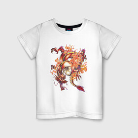 Детская футболка хлопок с принтом Дракон в Кировске, 100% хлопок | круглый вырез горловины, полуприлегающий силуэт, длина до линии бедер | арт | дракон | животные | картинка | китайский дракон | рисунок