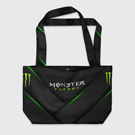 Пляжная сумка 3D с принтом MONSTER ENERGY (Z) в Кировске, 100% полиэстер | застегивается на металлическую кнопку; внутренний карман застегивается на молнию. Стенки укреплены специальным мягким материалом, чтобы защитить содержимое от несильных ударов
 | black monster | bmx | claw | cybersport | energy | monster | monster energy | moto | motocross | race | sport | киберспорт | когти | монстер энерджи | монстр | мото | мотокросс | ралли | скейтбординг | спорт | энергия