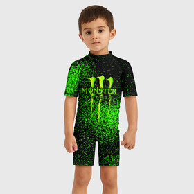 Детский купальный костюм 3D с принтом MONSTER ENERGY в Кировске, Полиэстер 85%, Спандекс 15% | застежка на молнии на спине | energy | honda | mercedes | monster energy | porsche | racing | sport | toyota | автомобил | автомобильные | марка | машины | митсубиси | монстр | монстр энерджи | порше | спорт | тесла | тойота | хонда