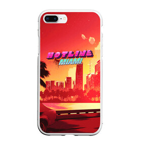 Чехол для iPhone 7Plus/8 Plus матовый с принтом HOTLINE MIAMI в Кировске, Силикон | Область печати: задняя сторона чехла, без боковых панелей | abstraction games | dennaton games | devolver digital | game | hotline miami | hotline miami 2: wrong number | retrowave | synthwave | мотель | мотель майами