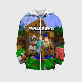 Детская куртка 3D с принтом Minecraft в Кировске, 100% полиэстер | застежка — молния, подол и капюшон оформлены резинкой с фиксаторами, по бокам — два кармана без застежек, один потайной карман на груди, плотность верхнего слоя — 90 г/м2; плотность флисового подклада — 260 г/м2 | craft | game | mine | minecraft | minecraftmemories | pixel | tnt | twitter | блок | динамит | игра | красный блок | майнкрафт | маркус перссон | пиксель | ремесло | тротил | шахта