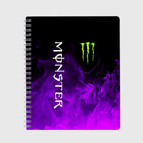 Тетрадь с принтом MONSTER ENERGY в Кировске, 100% бумага | 48 листов, плотность листов — 60 г/м2, плотность картонной обложки — 250 г/м2. Листы скреплены сбоку удобной пружинной спиралью. Уголки страниц и обложки скругленные. Цвет линий — светло-серый
 | black monster | bmx | claw | cybersport | energy | monster | monster energy | moto | motocross | race | sport | киберспорт | когти | монстер энерджи | монстр | мото | мотокросс | ралли | скейтбординг | спорт | энергия