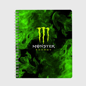 Тетрадь с принтом MONSTER ENERGY в Кировске, 100% бумага | 48 листов, плотность листов — 60 г/м2, плотность картонной обложки — 250 г/м2. Листы скреплены сбоку удобной пружинной спиралью. Уголки страниц и обложки скругленные. Цвет линий — светло-серый
 | black monster | bmx | claw | cybersport | energy | monster | monster energy | moto | motocross | race | sport | киберспорт | когти | монстер энерджи | монстр | мото | мотокросс | ралли | скейтбординг | спорт | энергия