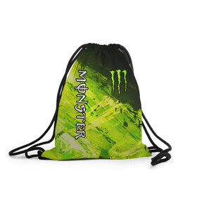 Рюкзак-мешок 3D с принтом MONSTER ENERGY в Кировске, 100% полиэстер | плотность ткани — 200 г/м2, размер — 35 х 45 см; лямки — толстые шнурки, застежка на шнуровке, без карманов и подкладки | black monster | bmx | claw | cybersport | energy | monster | monster energy | moto | motocross | race | sport | киберспорт | когти | монстер энерджи | монстр | мото | мотокросс | ралли | скейтбординг | спорт | энергия