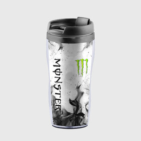 Термокружка-непроливайка с принтом MONSTER ENERGY в Кировске, внутренняя часть — пищевой пластик, наружная часть — прозрачный пластик, между ними — полиграфическая вставка с рисунком | объем — 350 мл, герметичная крышка | black monster | bmx | claw | cybersport | energy | monster | monster energy | moto | motocross | race | sport | киберспорт | когти | монстер энерджи | монстр | мото | мотокросс | ралли | скейтбординг | спорт | энергия