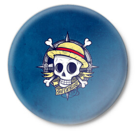 Значок с принтом Straw hat pirates в Кировске,  металл | круглая форма, металлическая застежка в виде булавки | monkey d. luffy | nami | one piece | аниме | большой куш | луффи | манки де луффи | нами | пиратская | пираты | тони | череп | чоппер | шляпа