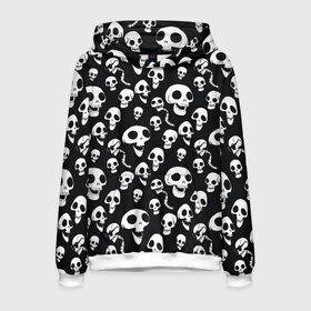 Мужская толстовка 3D с принтом Skulls pattern в Кировске, 100% полиэстер | двухслойный капюшон со шнурком для регулировки, мягкие манжеты на рукавах и по низу толстовки, спереди карман-кенгуру с мягким внутренним слоем. | corpse bride | emily | scraps | tim burtons | vdgerir | victor van dort | wedding | wine of ages | zombie | свадебный букет | тим бертон | труп невесты