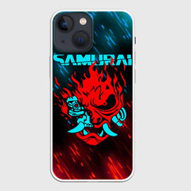 Чехол для iPhone 13 mini с принтом CYBERPUNK 2077 SAMURAI в Кировске,  |  | cd project red | cyberpunk 2077 | demon | keanu reeves | samurai | smile | демон | киану ривз | киберпанк 2077 | самураи | смайл