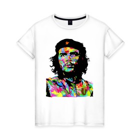 Женская футболка хлопок с принтом Che в Кировске, 100% хлопок | прямой крой, круглый вырез горловины, длина до линии бедер, слегка спущенное плечо | argentina | che guevara | color | cuba | paint | revolutionary | аргентина | краска | куба | революционер | цвет | че гевара