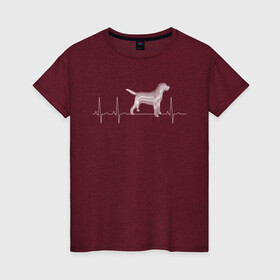 Женская футболка хлопок с принтом Кардиограмма Собака в Кировске, 100% хлопок | прямой крой, круглый вырез горловины, длина до линии бедер, слегка спущенное плечо | кардиограмма | любовь | любовь к собакам | пёс | сердце | собака | собаки | собачник