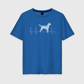 Женская футболка хлопок Oversize с принтом Кардиограмма Собака в Кировске, 100% хлопок | свободный крой, круглый ворот, спущенный рукав, длина до линии бедер
 | кардиограмма | любовь | любовь к собакам | пёс | сердце | собака | собаки | собачник