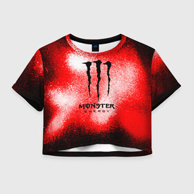 Женская футболка Crop-top 3D с принтом MONSTER ENERGY в Кировске, 100% полиэстер | круглая горловина, длина футболки до линии талии, рукава с отворотами | energy | monster energy | монстр | монстр энерджи