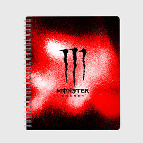 Тетрадь с принтом MONSTER ENERGY в Кировске, 100% бумага | 48 листов, плотность листов — 60 г/м2, плотность картонной обложки — 250 г/м2. Листы скреплены сбоку удобной пружинной спиралью. Уголки страниц и обложки скругленные. Цвет линий — светло-серый
 | energy | monster energy | монстр | монстр энерджи