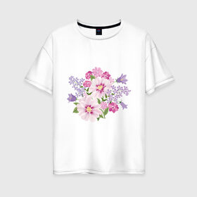 Женская футболка хлопок Oversize с принтом Полевые цветы в Кировске, 100% хлопок | свободный крой, круглый ворот, спущенный рукав, длина до линии бедер
 | арт | лето | полевые | цветы