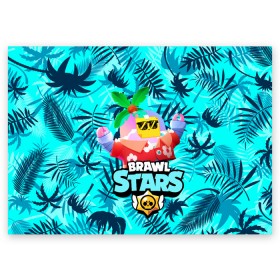 Поздравительная открытка с принтом BRAWL STARS TROPICAL SPROUT. в Кировске, 100% бумага | плотность бумаги 280 г/м2, матовая, на обратной стороне линовка и место для марки
 | Тематика изображения на принте: brawl stars | crow | gale | leon | leon shark | max | mr.p | sally leon | shark | sprout | tara | tropical sprout | virus 8 bit | werewolf leon | акула | берли | бравл старс | ворон | макс | оборотень