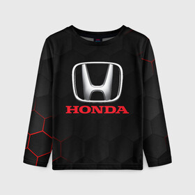 Детский лонгслив 3D с принтом HONDA в Кировске, 100% полиэстер | длинные рукава, круглый вырез горловины, полуприлегающий силуэт
 | acura | auto | cr z | honda | honda power | japan | japanese | nsx | sport | авто | автомобиль | автомобильные | акура | бренд | марка | машины | спорт | хонда | япония