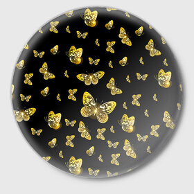 Значок с принтом Golden Butterfly pattern в Кировске,  металл | круглая форма, металлическая застежка в виде булавки | black | pattern | summer | wings | ангел | бабочка | бабочки | блестки | блестящий | девушке | желтые | животные | звери | золото | золотые | крылья | летать | летний | лето | мотылек | насекомое | ночные | паттерн